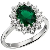 FIRETTI Fingerring Schmuck Geschenk Silber 925 Damenring Lady D Diana Royal, mit Zirkonia (synth), Glasstein grün|silberfarben 54