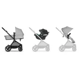 Cybex Gold Kinderwagen EOS Basic Trio-Set inkl. Babyschale Aton B2 i-Size und Babyschalen-Adapter, Reisesystem, Ab Geburt bis 22 kg (ca. 4 Jahre), Lava Grey