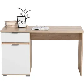 INOSIGN Schreibtisch "Jan", braun (sonoma eiche, opaque weiß), B:130cm H:75,5cm T:50cm, Tische, Schreibtisch, in Scandi Optik, Home Office geeignet