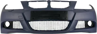 Frontstoßstange für BMW E90 / E91 (2005–2008) – M‐Tech-Design mit Aussparungen für Waschdüsen, ohne Parksensoren, grundiert