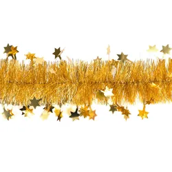 3m Weihnachtsgirlande 8cm mit Sternen Lamettagirlande Weihnachtsbaumgirlande Dekogirlande Weihnachten Christbaumgirlande Sternengirlande Fasching Gold