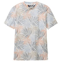 TOM TAILOR T-Shirt INSIDE OUT Regular Fit Orange Colorful Leaf Design 31837 S