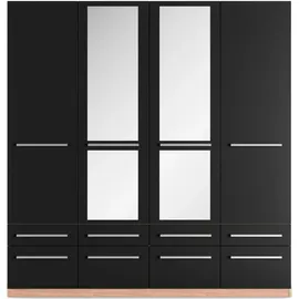 Priess Kleiderschrank PRIESS "Schrank Garderobe Wäscheschrank Barcelona in 5 Breiten", braun (eichefarben artisan, schwarz), B:185cm H:193cm T:54cm, Holzwerkstoff, Schränke, Kleiderschrank, viel Stauraum, geräumige Schubkästen, mit Spiegel, MADE IN GERMANY