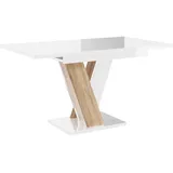 Mirjan24 Esstisch, Weiß Hochglanz, Sonoma Eiche, Holzwerkstoff, Rechteckig,Rechteckig, 120x76x80 cm, Esszimmer, Tische, Esstische