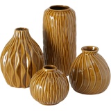 Boltze 4 x Vase Zalina Porzellan braun Höhe 9-19 cm