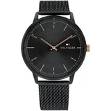 Tommy Hilfiger Analog Quarzuhr für Herren mit Schwarzes Edelstahl-Mesh-Gliederarmband - 1791845