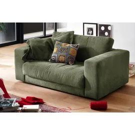 KAWOLA Doppelsessel MADELINE Cord 170 x 86 x 0 cm Olivgrün mit Kissen, Rollen