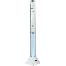 GLOBO Wassersäule Stehleuchte Sprudelsäule Farbwechsel Dekolampe LED Stehlampe, mit 5 Deko-Fischen, Sprudelstärke einstellbar, LxBxH 21,5x21,5x120 cm