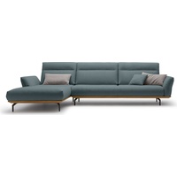 hülsta sofa Ecksofa hs.460, Sockel in Nussbaum, Winkelfüße in Umbragrau, Breite 338 cm blau|grau