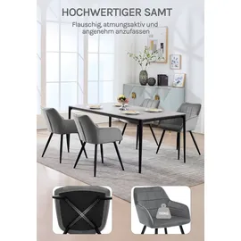 Woltu Esszimmerstuhl Samt dunkelgrau 4er Set