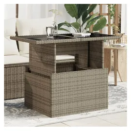 vidaXL Gartentisch mit Glasplatte Grau 100x55x73 cm Poly Rattan