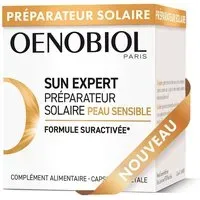 OENOBIOL SUN EXPERT Préparateur Solaire Peau Sensible - Protection cellulaire renforcée Favorise un hâle intense et éclatant Complément Alimentaire 30 capsules Programme 1 mois Capsule(S) pc(s)