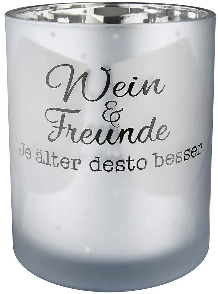 Windlicht Weinfest silber 12cm Punkte