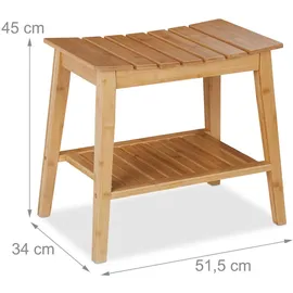 Relaxdays Badhocker aus Bambus mit Ablage braun