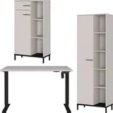 Germania Büromöbel-Set GERMANIA "GW-Rovigo", beige (kaschmir, schwarz), B:278cm H:190cm T:80cm, Holzwerkstoff, Metall, Arbeitsmöbel-Sets, Büromöbel-Set, Schreibtisch elektrisch höhenverstellbar
