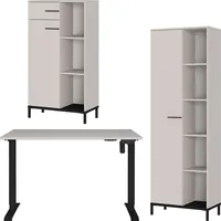 Germania Büromöbel-Set GERMANIA "GW-Rovigo", beige (kaschmir, schwarz), B:278cm H:190cm T:80cm, Holzwerkstoff, Metall, Arbeitsmöbel-Sets, Büromöbel-Set, Schreibtisch elektrisch höhenverstellbar