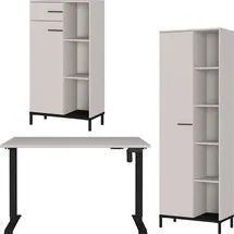 Germania Büromöbel-Set GERMANIA "GW-Rovigo", beige (kaschmir, schwarz), B:278cm H:190cm T:80cm, Holzwerkstoff, Metall, Arbeitsmöbel-Sets, Büromöbel-Set, Schreibtisch elektrisch höhenverstellbar