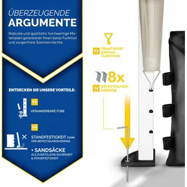 tillvex Faltpavillon 3 x 3 m inkl. 2 Seitenteile Beige