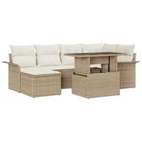 VidaXL 7-teiliges Garten Sofa Set mit Kissen Beige Poly