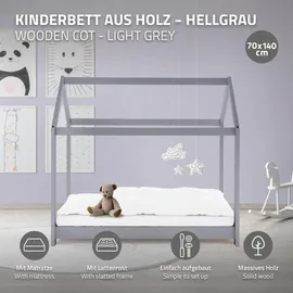 ML-Design Hausbett 70 x 140 cm Kiefer grau