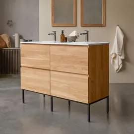 Tikamoon Waschtischkombination Nova aus Eichenholz und Keramik 120 cm