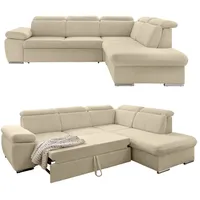 Luma-home Ecksofa 283/228/102 cm mit Schlaffunktion und verstellbaren Kopfstützen,