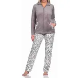normann Damen Hausanzug Homewear aus Coralfleece im Animal Look, Farbe:braun, Größe:48/50 - 48-50