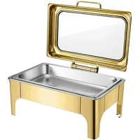 Homeline Rechteck Chafing Dish 9L Edelstahl, Speisewärmer, Gold