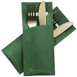 520x Pochetto Bestecktaschen 200x85mm grün marmor inkl. Serviette