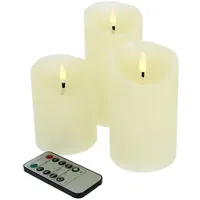Set Mit 3 Led-kerzen Mit 3d-flamme Und Fernbedienung