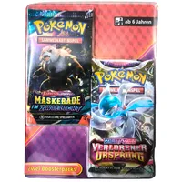 The Pokémon Company International Spiel Pokémon - Verlorener Ursprung & Maskerade im Zwielicht - 2 Booster Pac