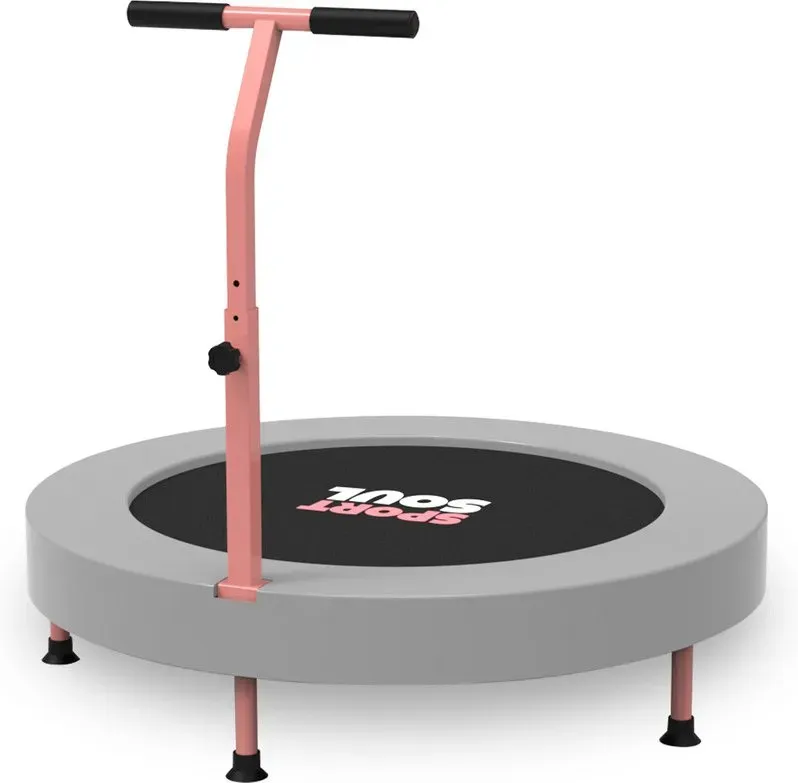 SPORTSOUL Mini-Trampolin für Kinder, 36 Zoll Rebounder-Widerstandsbänder, 25 kg Belastbarkeit, mit verstellbarem T-förmigem Stab