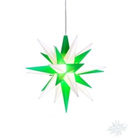 Herrnhuter Sterne 13 cm grün/weiß LED