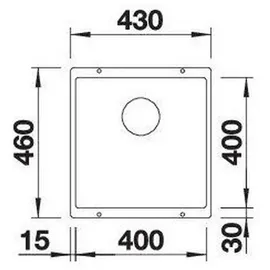 Blanco Subline 400-U links Unterbau schwarz Handbetätigung 430 x 460 mm