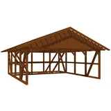 SKANHOLZ Skan Holz Carport Schwarzwald m. Dachlattung u. Abstellr. C 684 x 772 cm Nuss