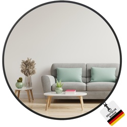 Albatros Spiegel rund schwarz mit Metallrand, 60cm Durchmesser, für Wohnzimmer, Badezimmer, Flur, Schlafzimmer, groß, Wand