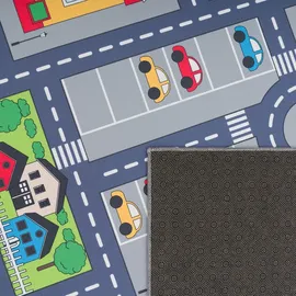 Paco Home Spielteppich Kinderteppich Kinderzimmer Straßenteppich Straßen Design, In Grau 100x200 cm