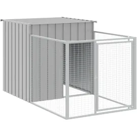 vidaXL Hundehütte mit Auslauf Anthrazit 110x813x110cm Verzinkter Stahl
