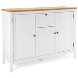 Homestyle4u 1938, Kommode Sideboard, Schrank mit 4 Schubladen, Weiß Holz