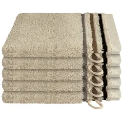 Schiesser Waschhandschuhset Skyline Color - 5-teilig - 16 x 22 cm - Sand