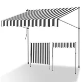 ISOISL Klemmmarkise 300 cm breit, Balkonmarkise mit Handkurbel, UV-beständig, Höhenverstellbar, Sonnenschutz und Wasserdicht Markise Balkon ohne Bohren für Balkon Terrasse Garten(Weiß Grau)