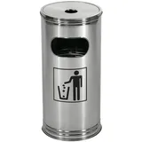 Wesco Standascher mit Pictogram aus pulverbeschichtetem Edelstahl, 15 Liter Volumen, abnehmbare Ascherschale, inkl. Einsatz