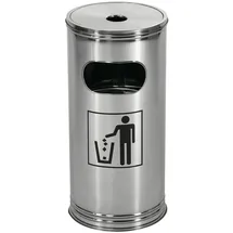 Wesco Standascher mit Pictogram aus pulverbeschichtetem Edelstahl, 15 Liter Volumen, abnehmbare Ascherschale, inkl. Einsatz