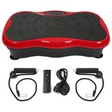 Vibrationsplatte mit Ultra leiser Motor, 95 Stufen + 5 Trainingsprogramme, Bis 120KG, mit Fernbedienung, Trainingsbänder, LCD-Display, fur Ganzkörpertraining Fett verlieren (Schwarz Rot)