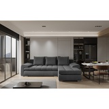 Fun Möbel Ecksofa Sofa HECKTOR mit Schlaffunktion Stoff Castel Dunkelgrau Ottomane Rechts - Grau