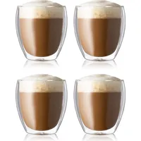 hausleben Latte-Macchiato-Tasse 4er Set Doppelwandglas Cappuccino 350ml, hitzebeständig, Hitzebeständige Latte Macchiato & Kaffeegläser 350 ml