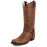 MlYJmer Männer Western Cowboy Stiefel Retro Herren Stiefel Bestickte Männer Mittelkalbstiefel,Braun,42.5 EU - 42.5 EU