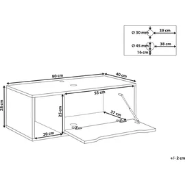 Beliani Waschbeckenunterschrank 80 x 28 x 40 cm Weiß