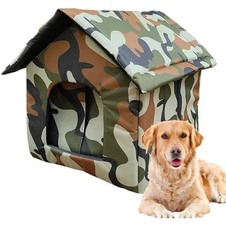 Katzenhaus Für Draußen Winterfest | Hundehöhle Katzenhöhle mit Wasserdicht Segeltuchdach | Wetterfester Faltbare Pet Outdoor House Katzenhütte mit Abnehmbarem Matte Für Hund Katze