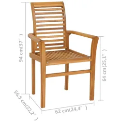 vidaXL Garten-Essgruppe Massivholz Teak Exklusiv : Größe - 5-tlg.